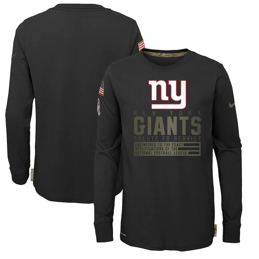 Nike New York Giants Youth Black Salute to Service Long Sleeve TShirt->new orleans saints->NFL Jersey